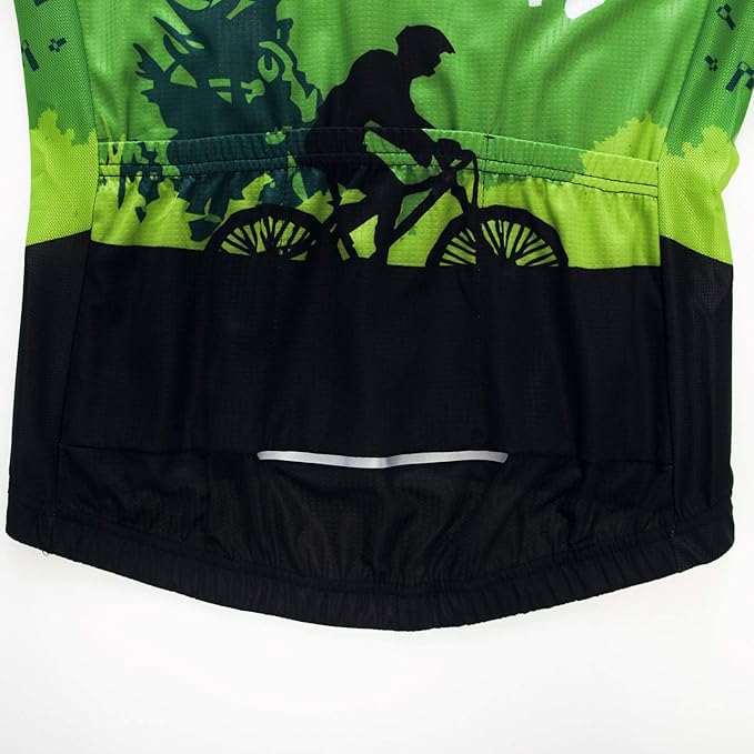 Men Cycling Jersey Skull Bike Short Sleeve Tops Quick-Dry Reflective 3-Pockets S-3XL