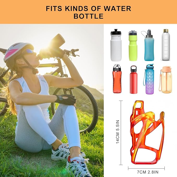 Bike Water Bottle Holder with Screws Lightweight Cycling Bicycle Water Bottle Holder for Road, Mountain Bike (Red Yellow)
