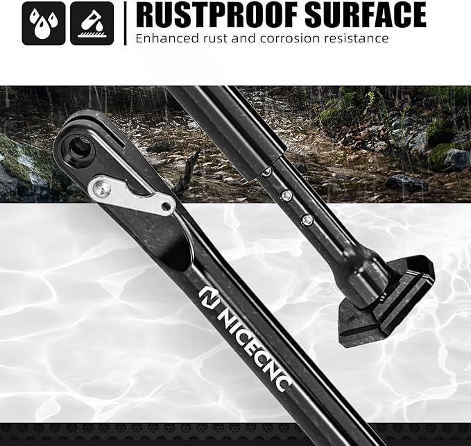 NICECNC Adjustable Dirt Bike Kickstand/Motorcycle Side Stand Aluminum Compatible with Sherco 125 250 300 450 500 SE-R/SEF-R 2012-2024, Black