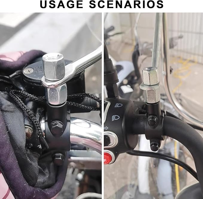 2PCS Motorcycle Mirrors Mounts, 7/8" Handlebar Mirror Mount Clamp Adaptor with 8mm Thread, Aluminum Alloy Rearview Mirror Bracket Clamp for Motorcycle Dirt Bike Scooter