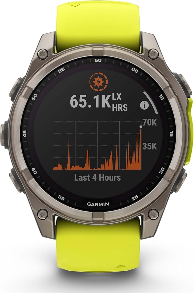 PlayBetter Garmin Fenix 8 Solar Sapphire (47mm, Titanium/Amp Yellow) Multisport GPS Smartwatch Bundle - 1.4” Touchscreen, Built-in LED Flashlight Wireless Running Earbuds