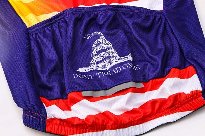Cycling Jersey Short Sleeve USA Style Bike Tops with Pocket Reflective Stripe