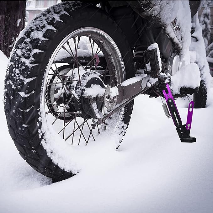 Motorcycle CNC Kickstand Adjust Tripod Holder Universal Aluminum Motor Scooter Modified Foot Side Stand Motorcycle Accessories (Purple)