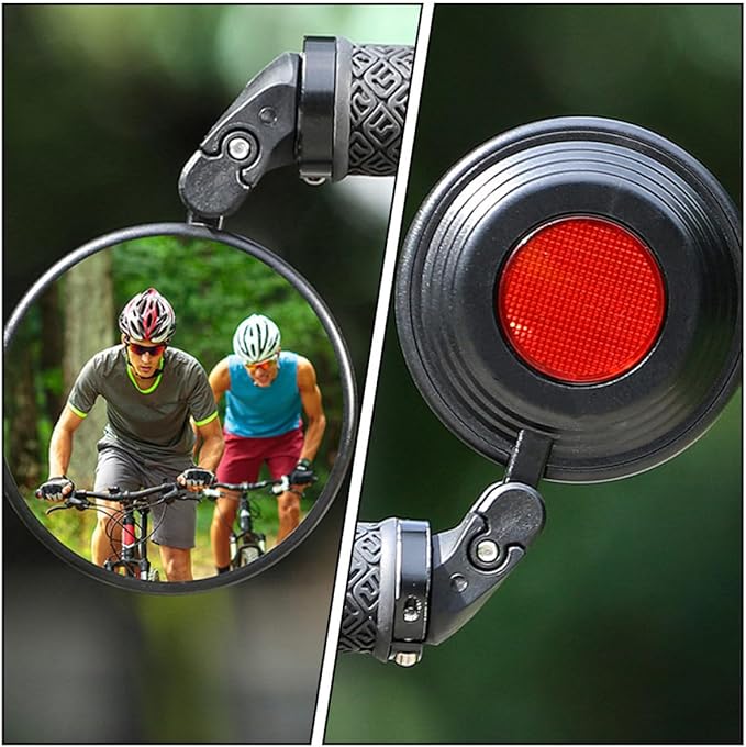 Foldable round Rearview Bike Mirror for Handlebar, Convex Safety Bicycle Mirror, Black Single Unit Suitable for Mountain and Road Cycling
