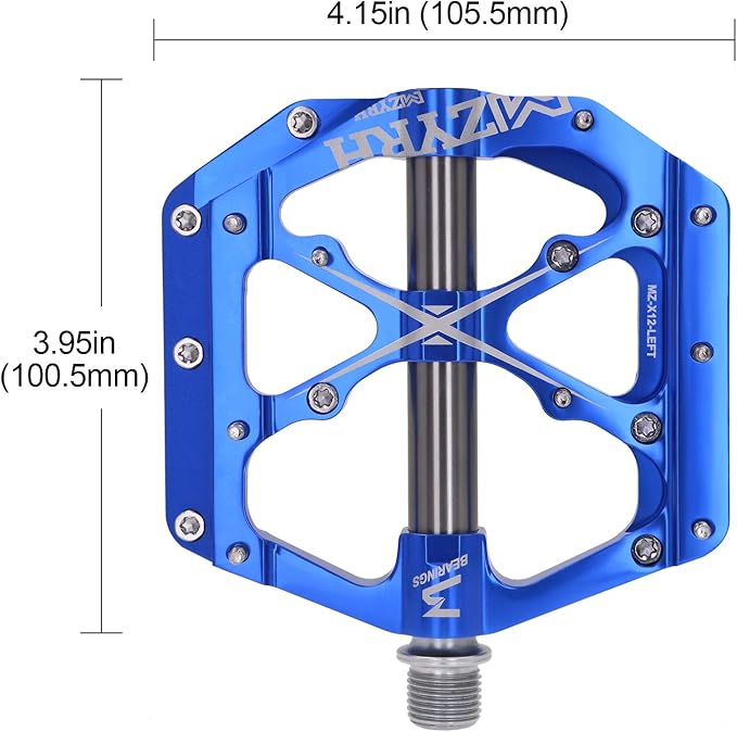 MZYRH 3 Bearings Mountain Bike Platform Pedals - Flat Alloy 9/16" Non-Slip Bicycle Pedals