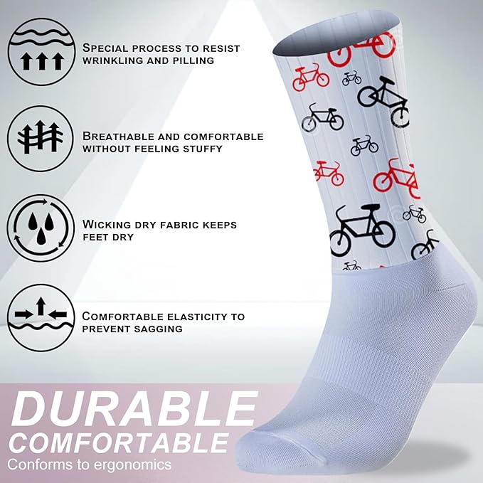 Cycling Socks Athletic Crew Socks Breathable Cushioned Compression Running Hiking Socks For Mens Womens