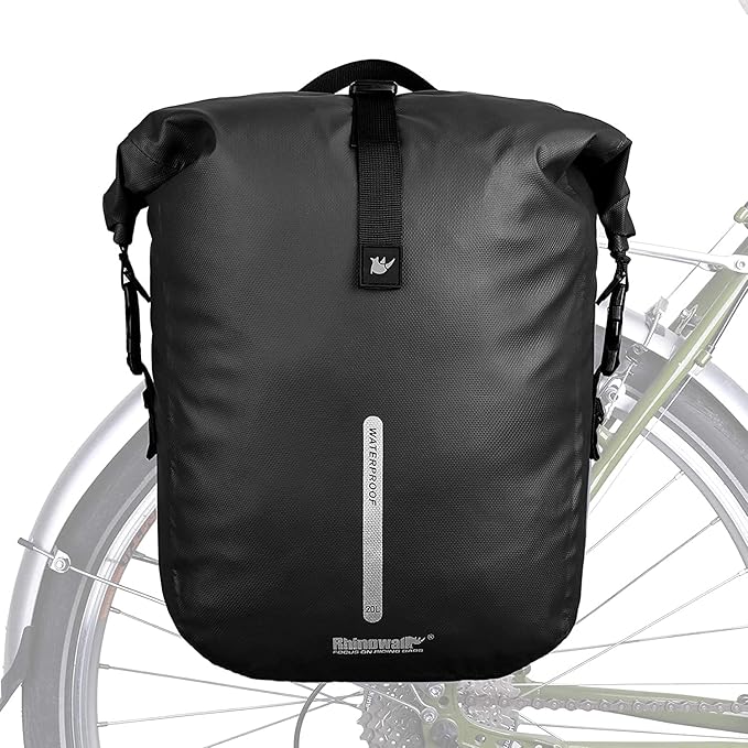 Rhinowalk Bike Pannier Bag Waterproof Rack Bicycle Bag 18L Bike Bag Shoulder Bag Laptop Pannier Backpack Professional Cycling Accessories-Black