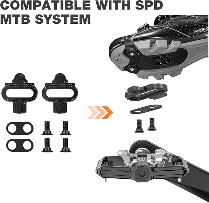 CXWXC Mountain Bike Pedals Compatible with Shimano SPD Cleats - Dual Sided Plat & Clip Pedal, 9/16” Bicycle Platform and Clipless Pedals for Road, MTB, and Hybrid Bikes