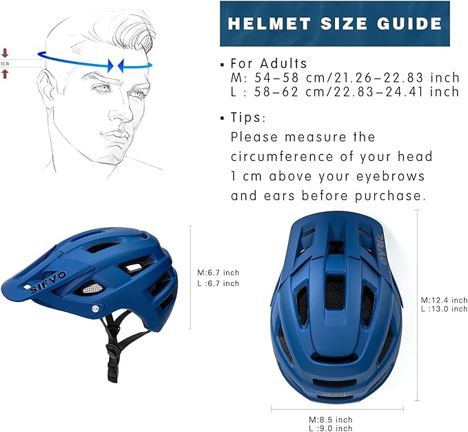 Bike Helmet, SIFVO Bike Helmets for Men and Women, Mountain Bike Helmet with Visor Helmets for Adults to Youth Bicycle Helmet Road Bike Helmet Safe and Comfortable 54-62cm【M/L】