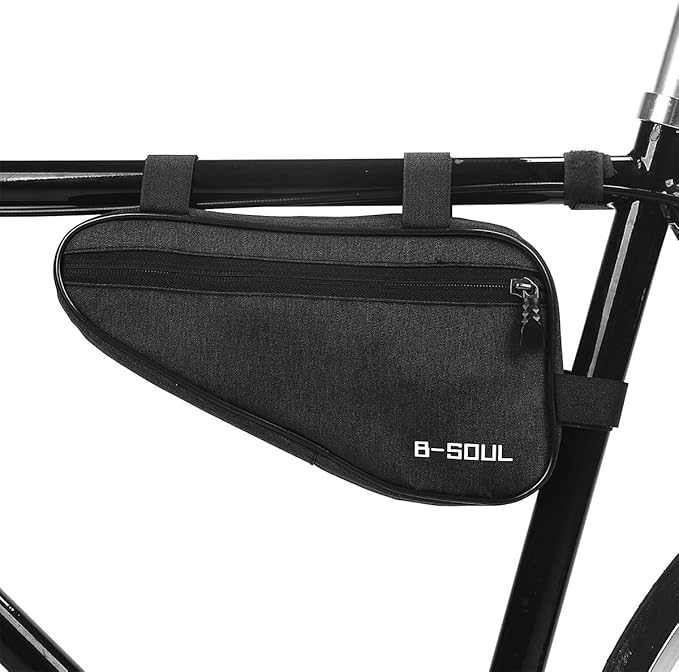 VEDA Waterproof Bike Triangle Frame Bag – 26 x 14 x 6 cm Slim Top Tube Saddle Bag with Zipper – Compact Bicycle Storage Pouch for Tools & Phone