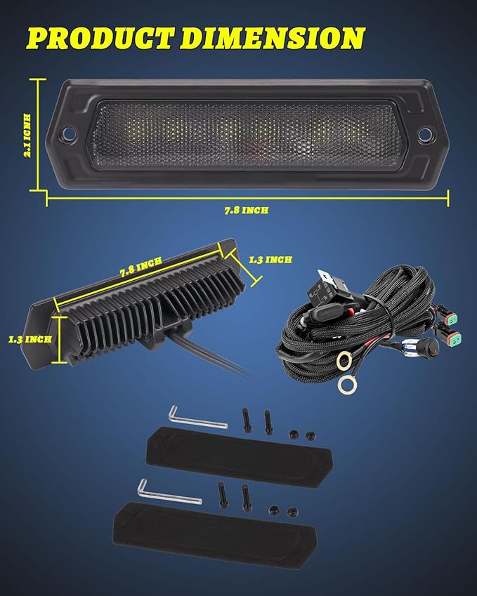 YCHOW-TECH Flush Mount LED Pods 2PCS 7 Inch 120W CREE LED Diffusion Beam Backup Reverse Light Offroad Driving Lights LED Bumper Light Bars with Wiring Harness Kit for Truck Pickup ATV UTV SUV
