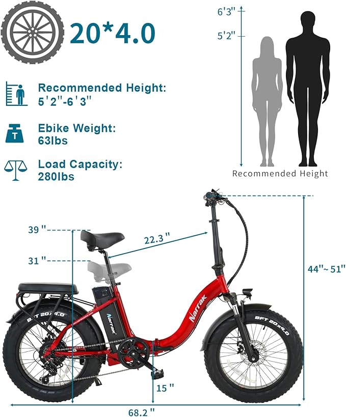 Fat Tire Folding Electric Bike, 48V & 624Wh Lithium Removable Battery, Peak 1100W Brushless Motor, Max Speed 20Mph, M5 Large LCD Display, Suspension, Step-Over/Thru Frame