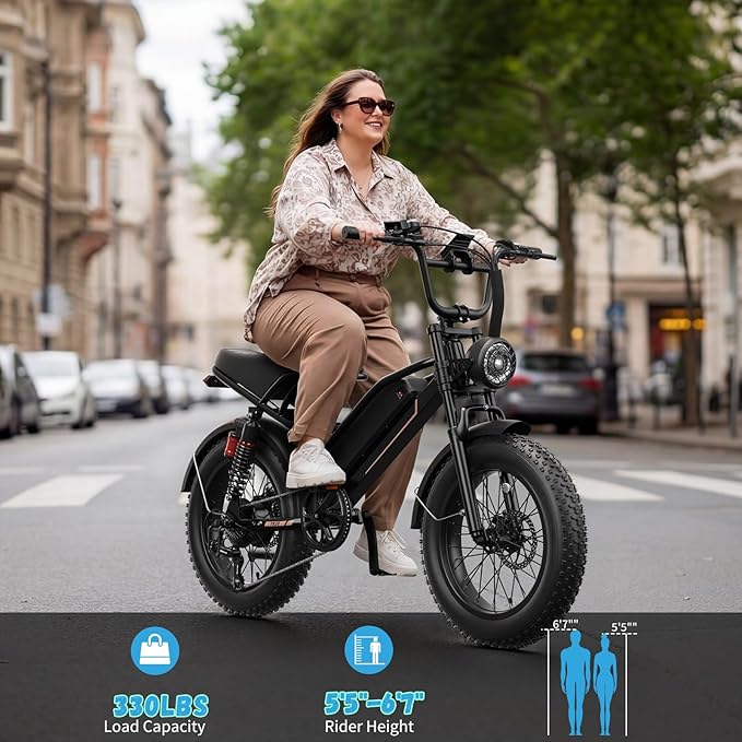 Jasion 3000W/2000W Electric Bike for Adults Teens,Electric Dirt Ebike 80/55 Miles Range,Moped Style E Bike 32/28MPH,20"/16"*4 Fat Tire Off Road Bike with Cruise Control,Dual Suspension E Motorcycle