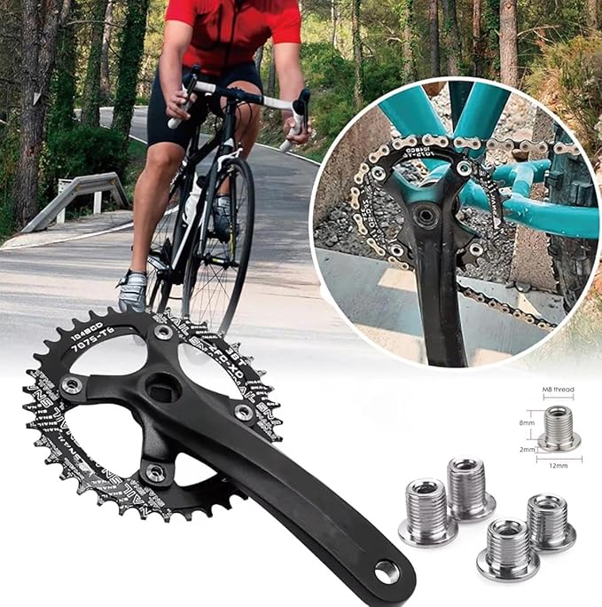 FOMTOR 104 BCD Chainring (30-52T) 7-12 Speed Compatible CNC 7075 Aluminum Narrow Wide Tooth Round Oval Chainrings for MTB/Road Bike Ebike Chainwheel Black/Red