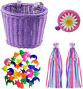 Girl Bike Basket Kid Bicycle Basket with Bike Bell,Bike Streamers,Bike Spoke Beads Bike Accessories Set
