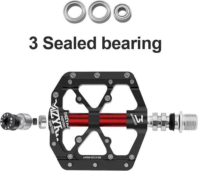 MZYRH Road/Mountain Bike Pedals,Lightweight 3 Bearings Bicycle Pedals,9/16” Aluminum Alloy Flat Pedals for Road Mountain BMX MTB Bike