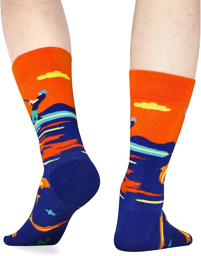 WeciBor Men's Dress Funny Crazy Colorful Novelty Combed Cotton Crew Socks 12 Pack - Size 7-10/10-13/13-15