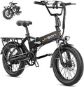 Jasion EB7 20" Foldable Electric Bike Fat Tire for Adults, 1200W Peak, 48V Removable UL-Certified Battery, 28MPH 55 Mi Range Commuter Electric Bike with Dual Suspension for City,Beach,Snow,Mountain