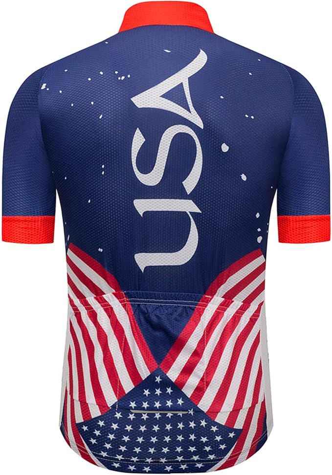 Cycling Jerseys Men Bicycle Short Sleeve Summer Shirt Bike Biking Tops Riding Clothing Flag
