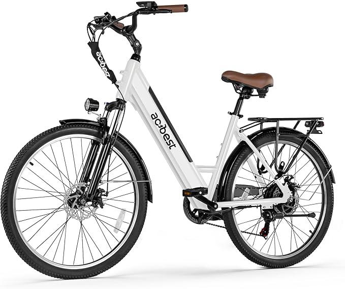 ACTBEST Electric Bike for Adults, Cores 26" Electric Commuter Bike Up to 28MPH 70 Miles, with Peak 1200W Motor, 48V 576Wh Removable Battery, 7-Speed City Cruiser Mountain E Bike for Commuting