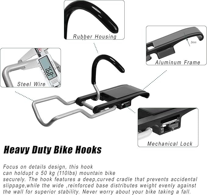 Adjustable Garage Bike Rack – Heavy-Duty Vertical Wall Mount Storage for 4 Bikes & 4 Helmets, Space-Saving Design, 1000 lbs Weight Capacity