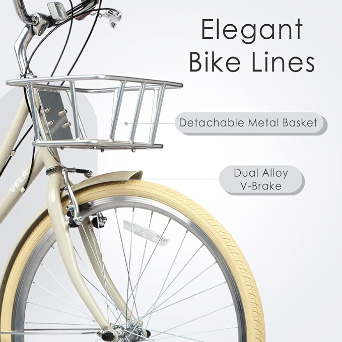 AVASTA Vela Hybrid Bike for Adult Women Female Lightweight Step Through 26 Inch High Tensile Steel Frame City Commuter Comfort Lady Bicycle, 6-Speed, Multiple Colors