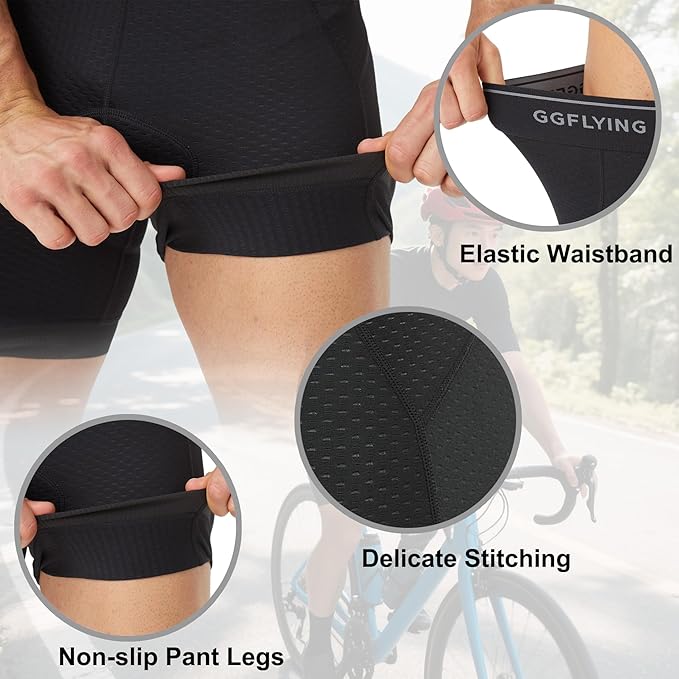 Bike Shorts for Men 6D Padded Cycling Underwear Mountain Biking Riding Bicycle Liner with Anti-Slip Leg