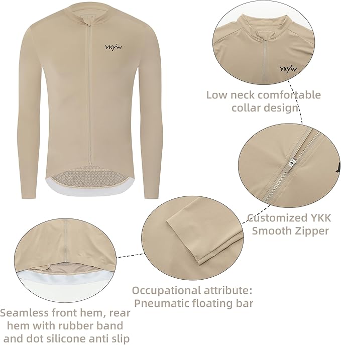 YKYWBIKE Cycling Jersey Men Aero Race Fit, Road Bike Jersey Short Sleeved Moisture Wicking, Breathable,Zip Pocket,UPF50＋