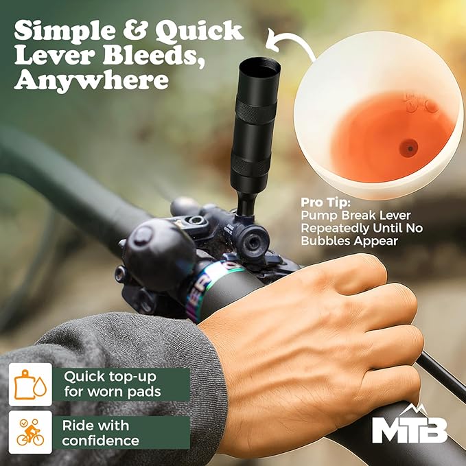 Mountain Trail Buddy's Brake Buddy Hydraulic Brake Bleed Kit | Portable Bleed resevoire, Universal Bleed Kit. Shimano Sram Tektro - Leak Proof Bike Bleeding Kit with Tools & Adapters (Black)