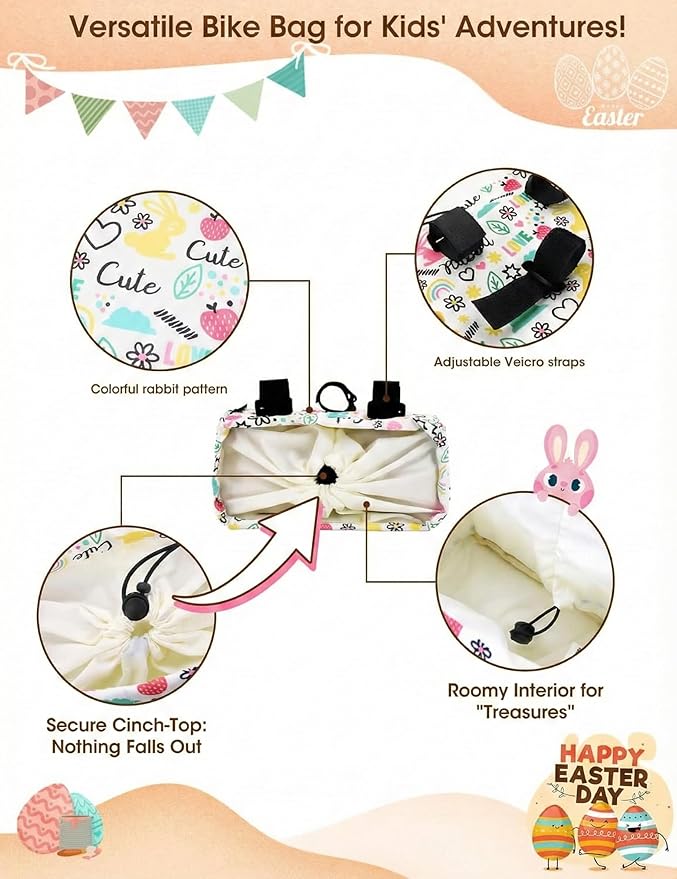 ANZOME Bike Basket for Girls, Children's Front Bike Decoration Accessory for Girls & Boys Gift Fits Most Children's Bikes Like Tricycle, Balance Bike, Scooter