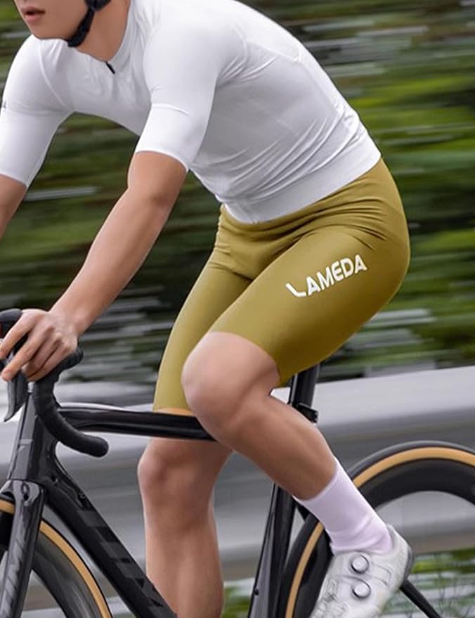 LAMEDA Mens Cycling Bib Shorts,Padded Breathable Bike Shorts Men Lightweight Bicycle Bibs Bike Tight for Road Gravel Biking