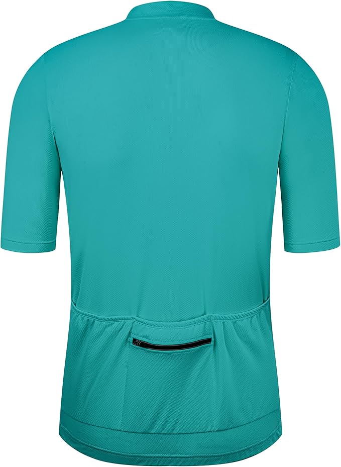 Men's Cycling Jersey Short Sleeves Bike Jersey 1/3 Zipper Solid Color Club Fit, Biking Cycling Shirt Zipper Pocket