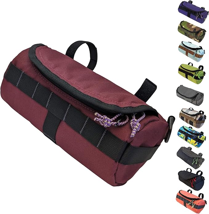 Handlebar Bag (For The Zin) | 2 Liter Capacity | Spacious Bike Bag w/ 2 Extra Long Buckle Straps & 1 Hook-and-Loop Strap | Water Resistant Front Basket | Bike Accessories | Made in USA