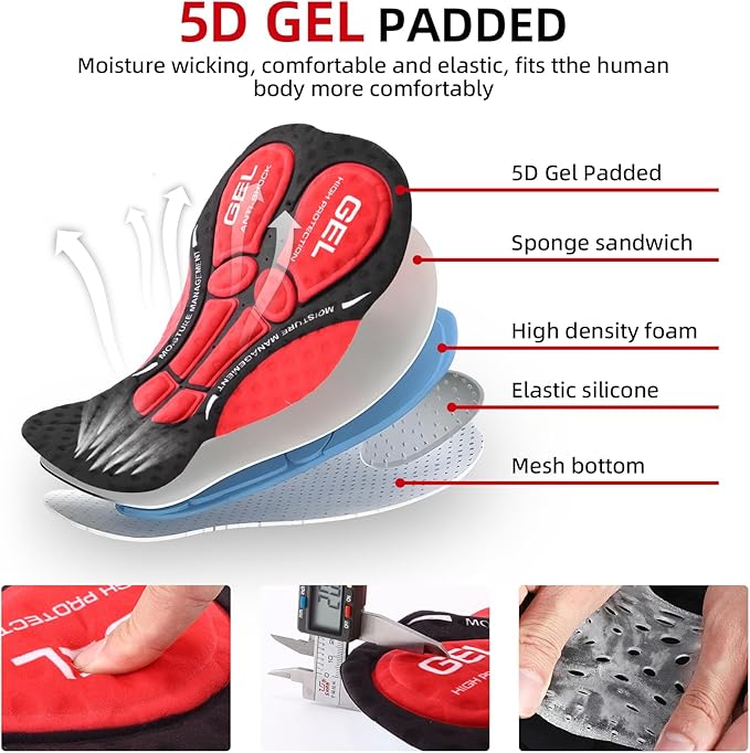 Men's Cycling Shorts, Padded Bicycle Riding Pants Bike Shorts Biking Clothes Cycle Wear Tights