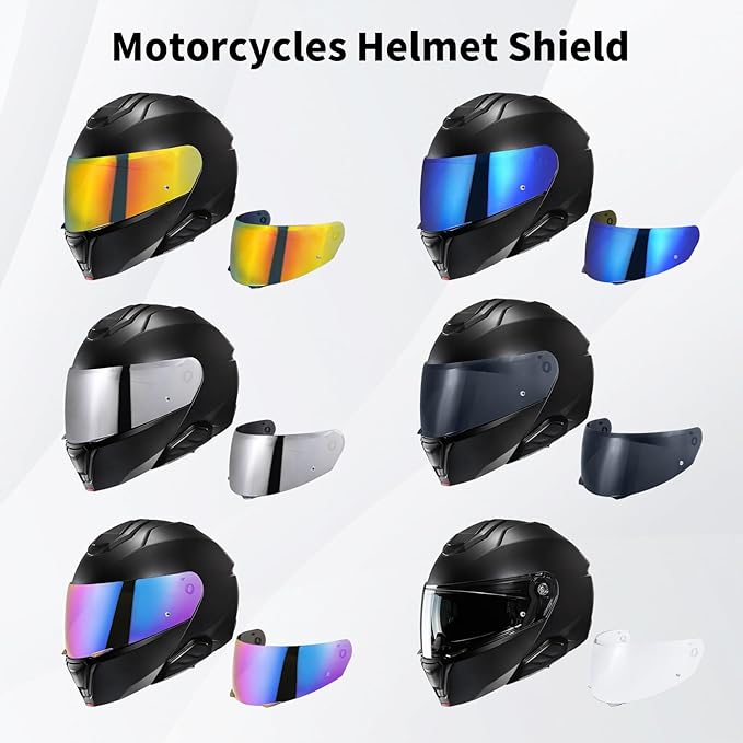VCOROS I90 Helmet Shield Replacement, I90 Helmet Visor Shield Compatible with HJ-33 I91 Motorcycle Helmet Accessories (Chrome Red)