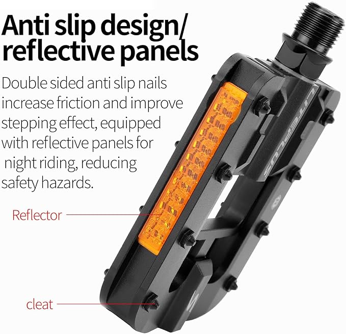 Mountain Bike Pedals- Aluminum Alloy Road Bike Pedals- Folding Mountain Bike Pedals- Anti- Skid Nails Bicycle Pedals- Universal Fit Fooker Pedals 9/16" Compatible