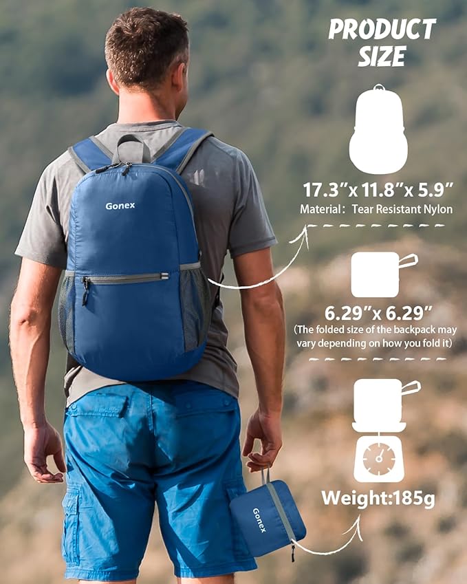 Gonex Ultra Lightweight Packable Backpack 20L Daypack Handy Foldable Camping Outdoor Travel Cycling Backpacking