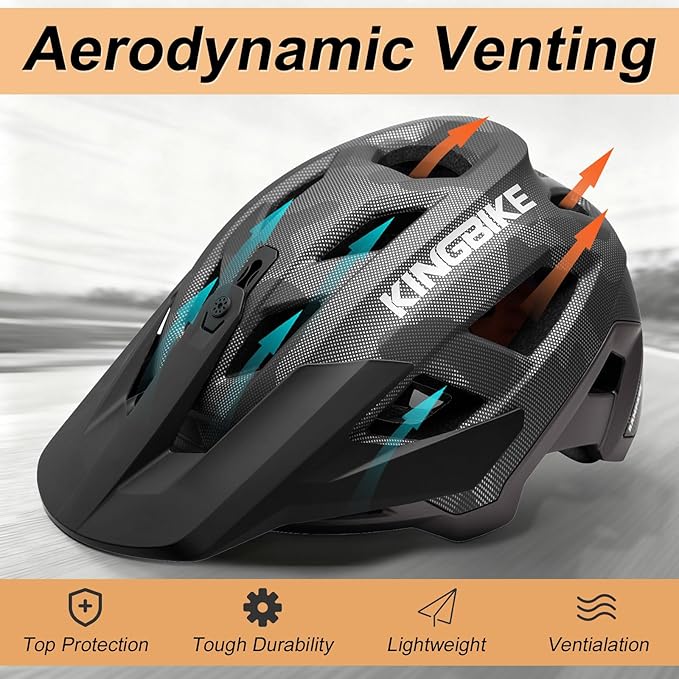 KINGBIKE NTA-8776 Mountain Bike Helmet Professional Ebike Helmets with 3-Level Adjustable Visor & Camera Mount E-MTB Helmet for Adults Men Women Youth E-Bike Safety Certified