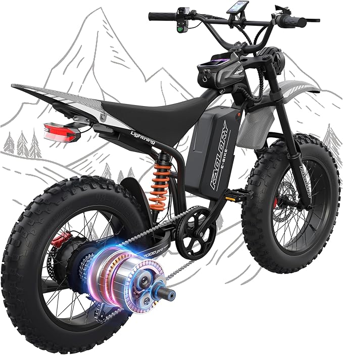 Electric Bike for Adults - Peak 3000W, 60V 32Ah Battery, 40MPH, 100 Miles Range, 20" Fat Tire Ebike with Hydraulic Brakes, Teens Electric Dirt Bike for Mountain, Snow, Sand, Commuter UL