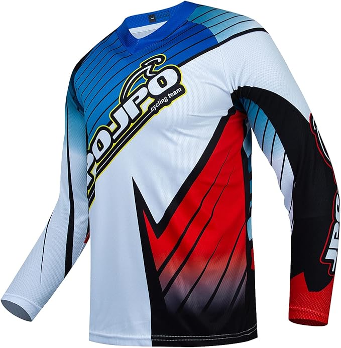 JPOJPO Men's Mountain Bike Jersey Long Sleeve MTB Off-Road Racing Downhill Motocross Shirts Quick Dry&Moisture-Wicking Tops