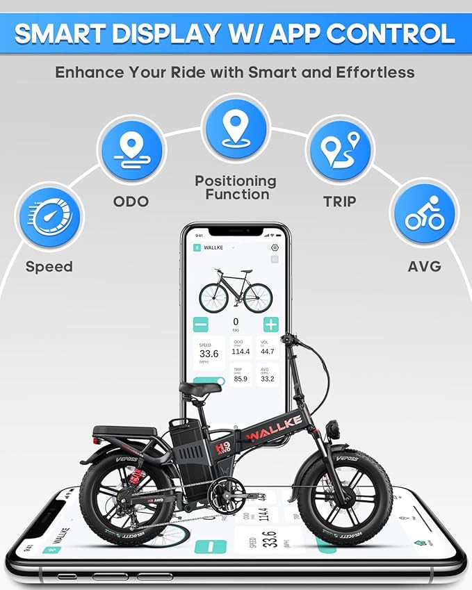 Wallke H9 Ultra 4000W Long Range Electric Bike for Adults, 55Ah 2640Wh 180 Mile, 37MPH Fast Ebike, 2-in-1 Battery AC/DC Power Hub & AC/Solar-Charging, Torque Sensor, Air Suspension,20" Fat Tire E Bike