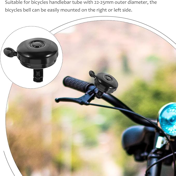 2pcs Vintage Bicycle Bell Black Portable Cycling Ringing Bells for Road and Mountain Bikes, Multi-Function Anti-Loss Horn for Adult Bike Handlebar Accessories