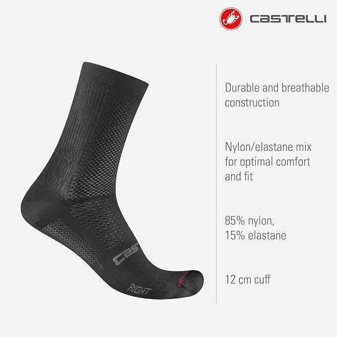 CASTELLI Women’s Espresso 2 W Sock, Moisture-Resistant Cycling Socks with All-Day Comfort & Midfoot Support