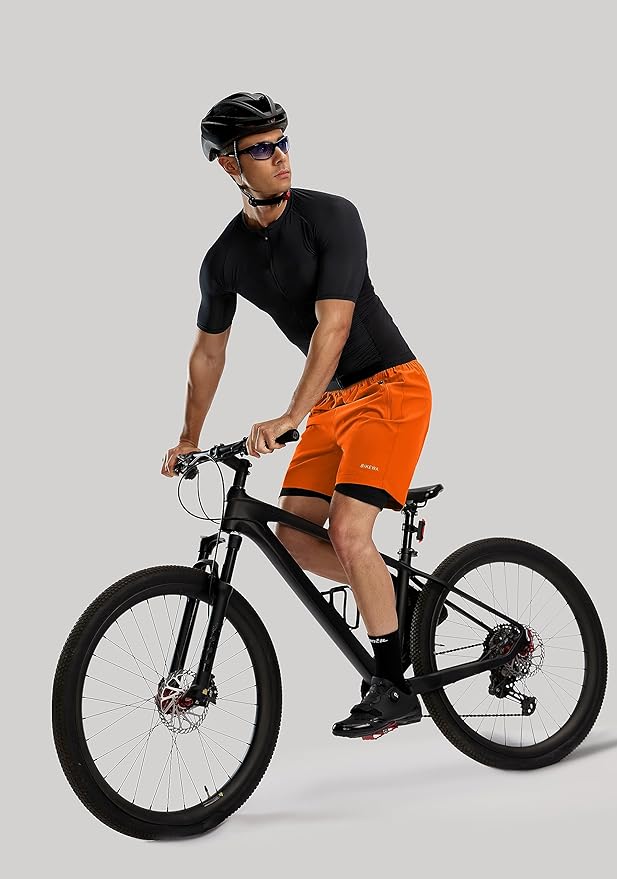 Bikewa Men's Mountain Bike Shorts 3D Padded Loose-fit Riding Biking Cycling Bicycle Biker Shorts for Men Zipper Pockets