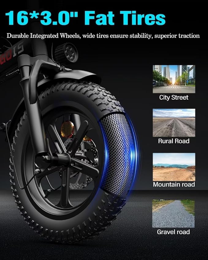 Electric Bike for Adults, 16"/20" Tire E-Bike with 750W/1000W Peak Motor, 48V Removable Battery, Up to 45/60 Miles Range & 28/30MPH, Folding Electric Bike for City and Outdoor Ride