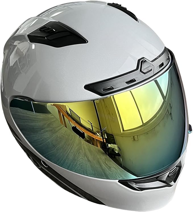 Qualifier DLX Helmet Visor,UV Protection Motorcycle Helmet Face Shield Compatible with Bell Qualifier DLX Mips/Qualifier/Star/Vortex/RS-1/RS-2/Revolver (Revo Deep Gold)