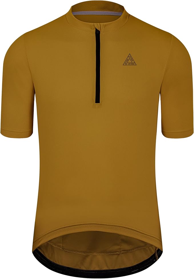 Men's Cycling Jersey Short Sleeves Bike Jersey 1/3 Zipper Solid Color Club Fit, Biking Cycling Shirt Zipper Pocket