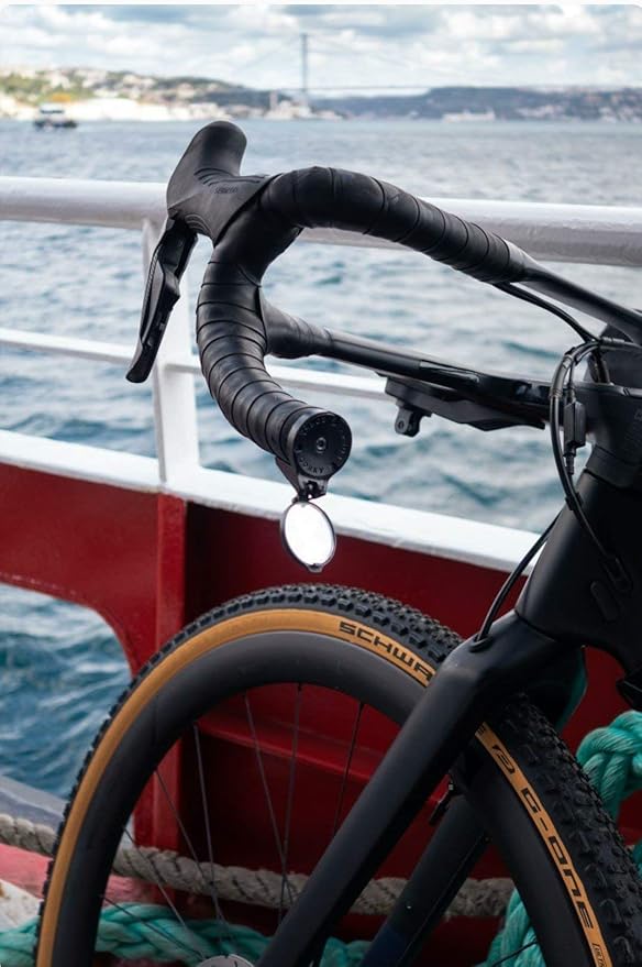 THE BEAM - CORKY DROP Bike Mirror - Folding Rear-view Handlebar Mirror - Convex Lens with 360-degree Rotation, Black