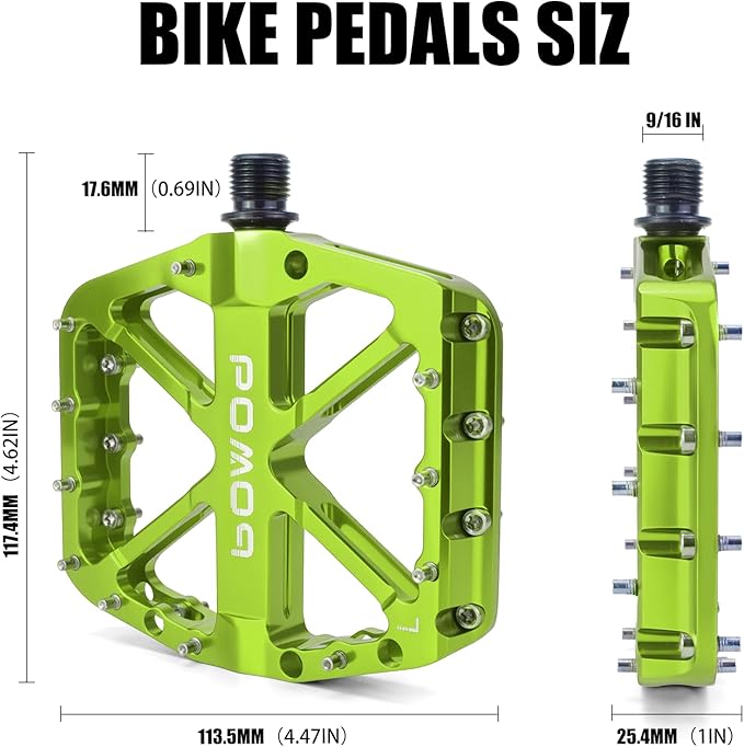 Bike Pedals 9/16" Lightweight Non-Slip Bicycle Platform Pedals - Fits Most Adult Bikes & Mountain Bikes &MTB, Road Bikes and Slip-Resistant Design