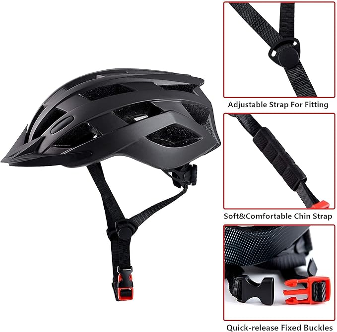 Adult Bike Helmets, Adjustable Mens Womens Bicycle Helmet, Lightweight Road Mountain Cycling Safety Sports Helmets with Detachable Visor